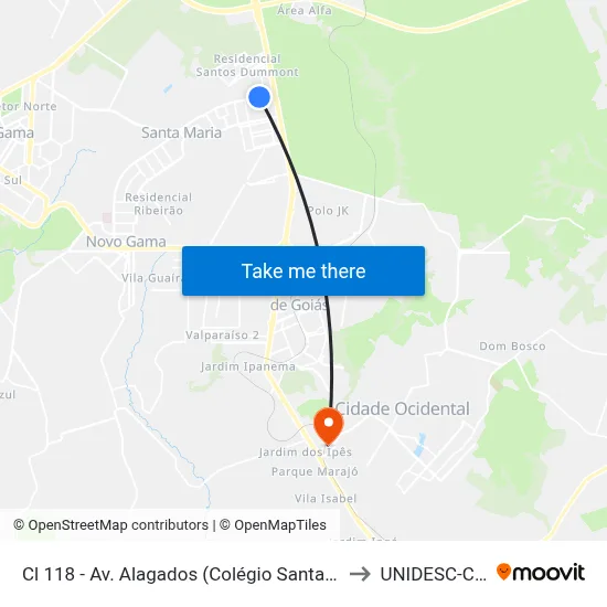 Cl 118 - Av. Alagados (Colégio Santa Maria/N.S.Aparecida)) to UNIDESC-Campus 1 map