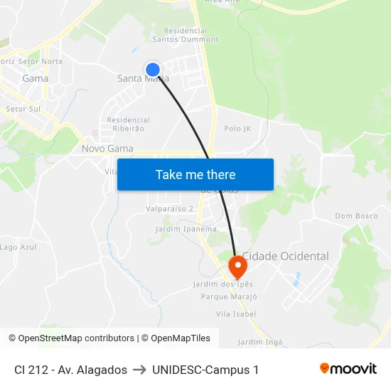 Cl 212 - Av. Alagados to UNIDESC-Campus 1 map