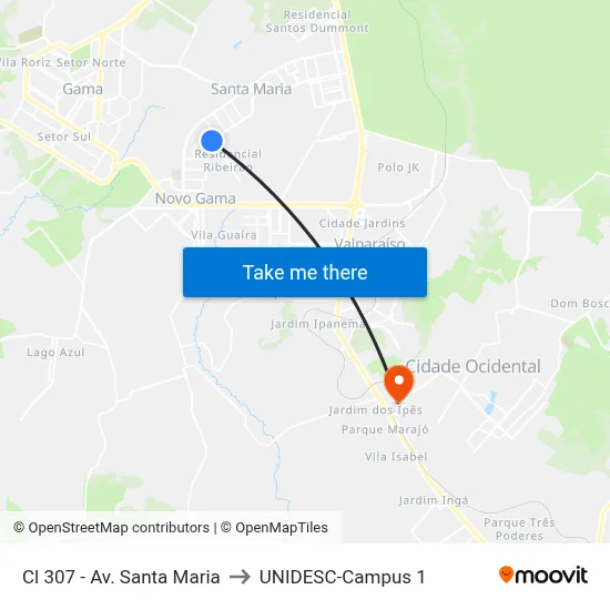 Cl 307 - Av. Santa Maria to UNIDESC-Campus 1 map