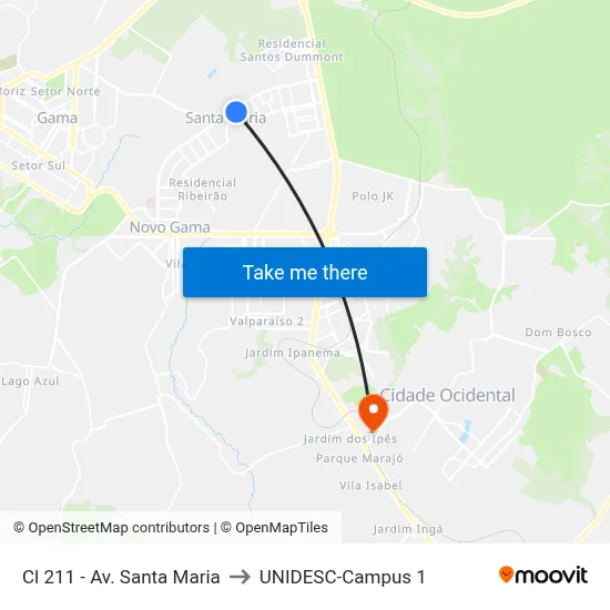Cl 211 - Av. Santa Maria to UNIDESC-Campus 1 map