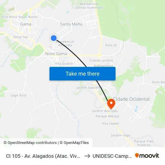 Cl 105 - Av. Alagados (Atac. Vivendas) to UNIDESC-Campus 1 map