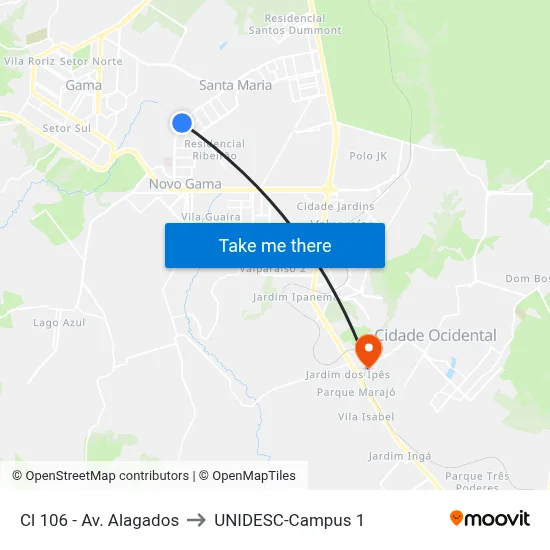 Cl 106 - Av. Alagados to UNIDESC-Campus 1 map