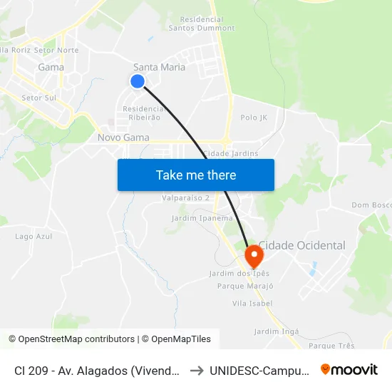 Cl 209 - Av. Alagados (Vivendas) to UNIDESC-Campus 1 map