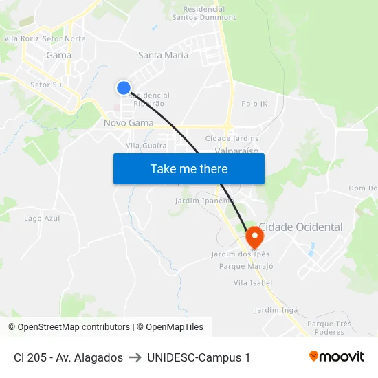 Cl 205 - Av. Alagados to UNIDESC-Campus 1 map