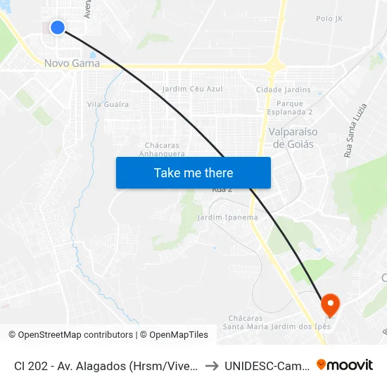 Cl 202 - Av. Alagados (Hrsm/Vivendas 24h) to UNIDESC-Campus 1 map