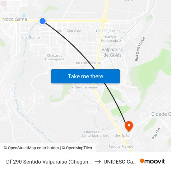 Df-290 Sentido Valparaíso (Chegando No Ceu Azul) to UNIDESC-Campus 1 map