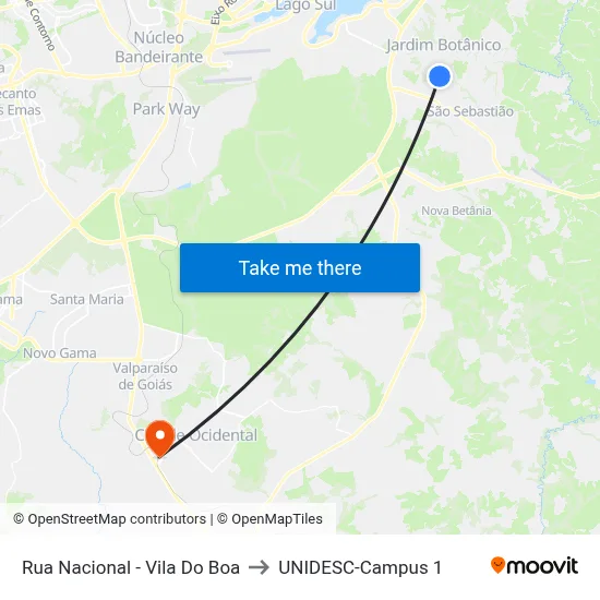 Rua Nacional - Vila Do Boa to UNIDESC-Campus 1 map