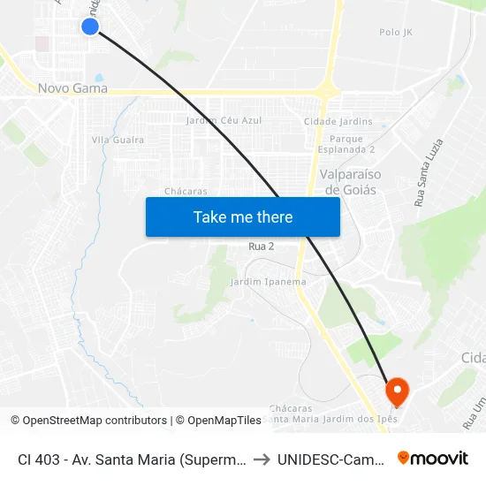 Cl 403 - Av. Santa Maria (Superm. Então) to UNIDESC-Campus 1 map