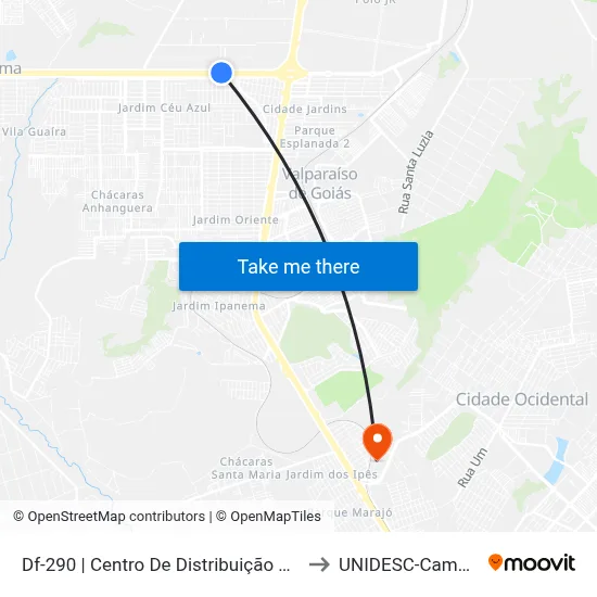 Df-290 | Centro De Distribuição Amazon to UNIDESC-Campus 1 map