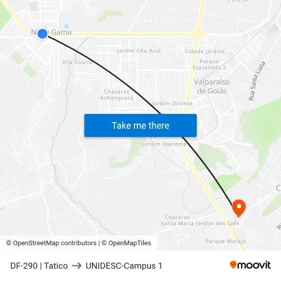 DF-290 | Tatico to UNIDESC-Campus 1 map