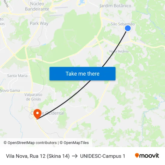 Vila Nova, Rua 12 (Skina 14) to UNIDESC-Campus 1 map