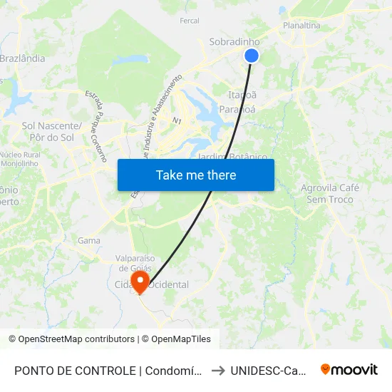 PONTO DE CONTROLE | Condomínio Uberaba to UNIDESC-Campus 1 map