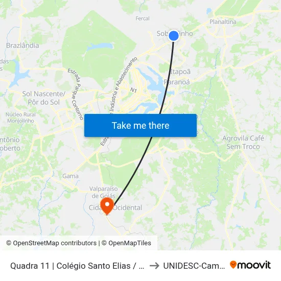 Quadra 11 | Colégio Santo Elias / Pizza Mar to UNIDESC-Campus 1 map