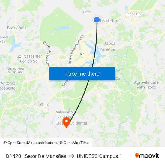 Df-420 | Setor De Mansões to UNIDESC-Campus 1 map