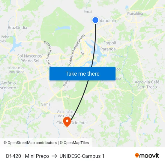 Df-420 | Mini Preço to UNIDESC-Campus 1 map