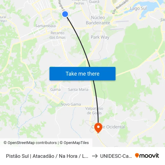 Pistão Sul | Atacadão / Na Hora / Leonardo da Vinci to UNIDESC-Campus 1 map