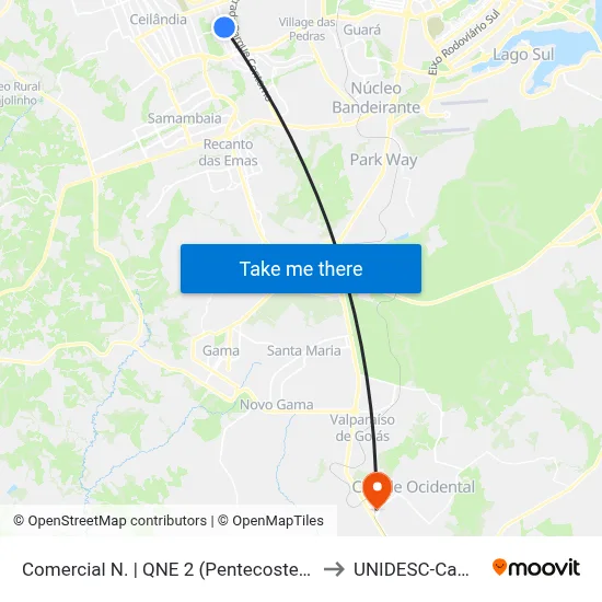 Comercial N. | QNE 2 (Pentecostes / Uniplan) to UNIDESC-Campus 1 map