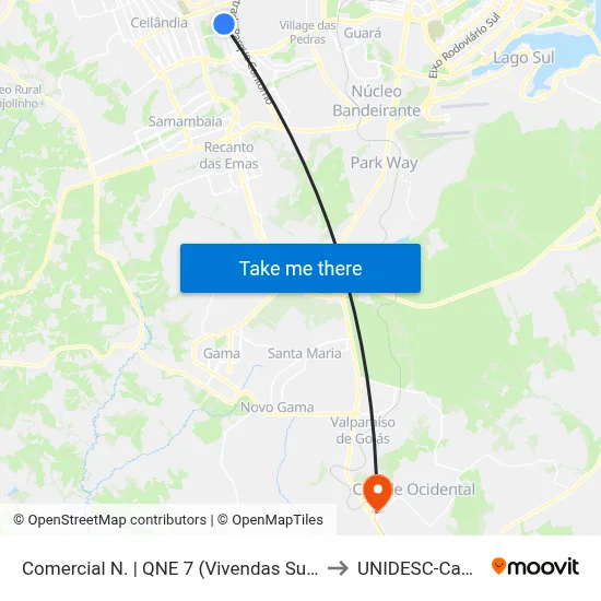 Comercial N. | QNE 7 (Vivendas Supermercado) to UNIDESC-Campus 1 map