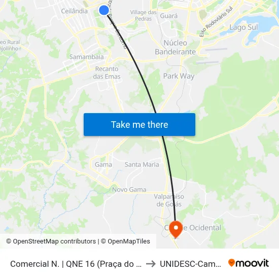 Comercial N. | QNE 16 (Praça do Bicalho) to UNIDESC-Campus 1 map