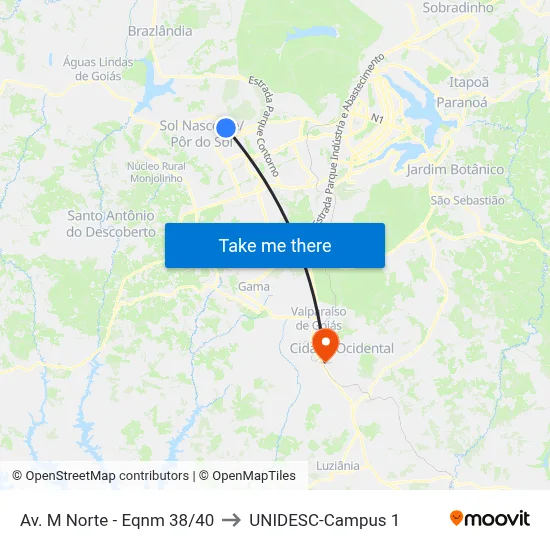 Av. M Norte - Eqnm 38/40 to UNIDESC-Campus 1 map
