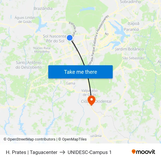 H. Prates | Taguacenter to UNIDESC-Campus 1 map