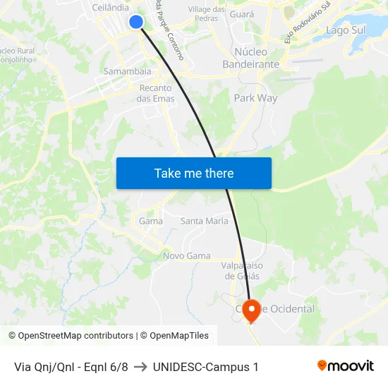 Via Qnj/Qnl - Eqnl 6/8 to UNIDESC-Campus 1 map