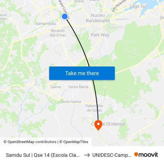 Samdu Sul | Qse 14 (Escola Classe 11) to UNIDESC-Campus 1 map