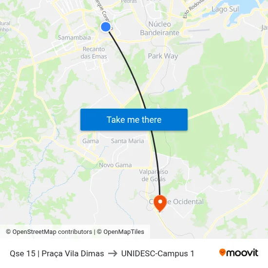 Qse 15 | Praça Vila Dimas to UNIDESC-Campus 1 map