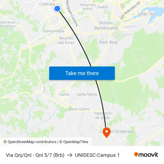 Via Qnj/Qnl - Qnl 5/7 (Brb) to UNIDESC-Campus 1 map