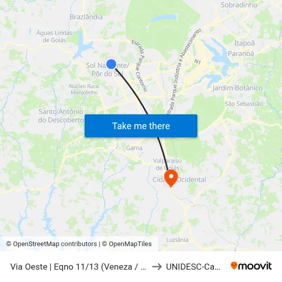 Via Oeste | Eqno 11/13 (Veneza / Serve Mais) to UNIDESC-Campus 1 map