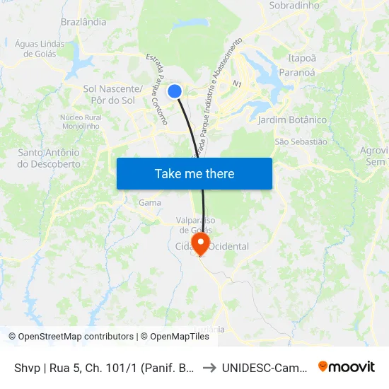 Shvp | Rua 5, Ch. 101/1 (Panif. Bonanza) to UNIDESC-Campus 1 map