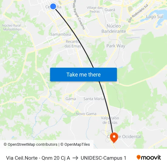 Via Ceil.Norte - Qnm 20 Cj A to UNIDESC-Campus 1 map