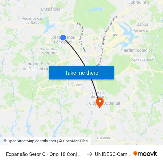 Expansão Setor O - Qno 18 Conj A (Polyelle) to UNIDESC-Campus 1 map
