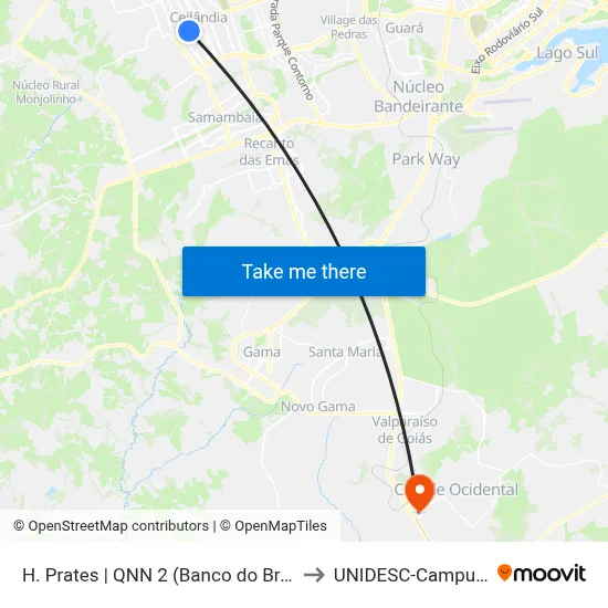 H. Prates | QNN 2 (Banco do Brasil) to UNIDESC-Campus 1 map