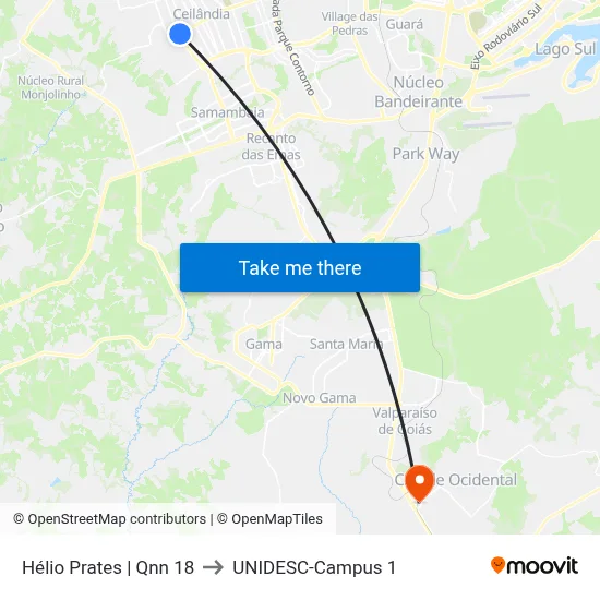 Hélio Prates | Qnn 18 to UNIDESC-Campus 1 map