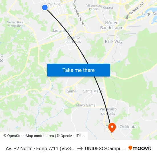 Av. P2 Norte - Eqnp 7/11 (Vc-311) to UNIDESC-Campus 1 map