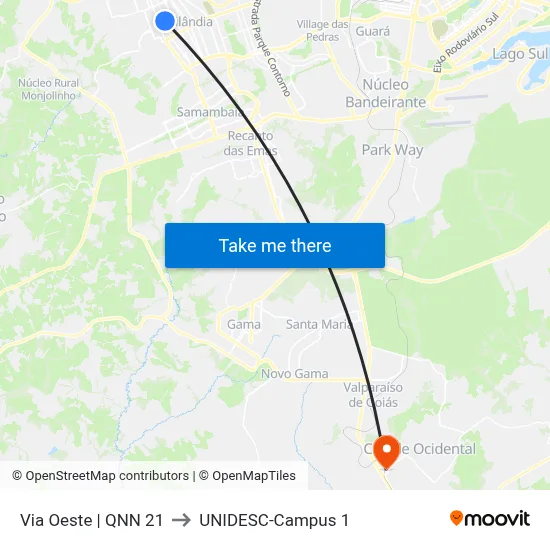Via Oeste | QNN 21 to UNIDESC-Campus 1 map