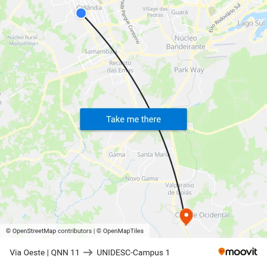 Via Oeste | QNN 11 to UNIDESC-Campus 1 map