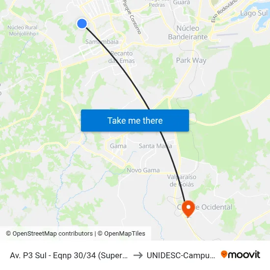 Av. P3 Sul - Eqnp 30/34 (Supercei) to UNIDESC-Campus 1 map