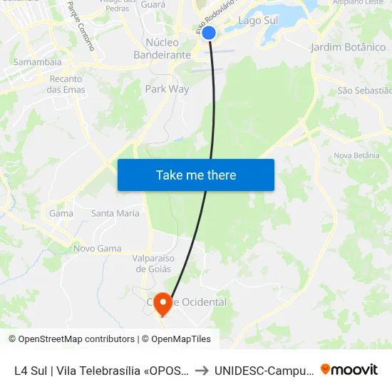 L4 Sul | Vila Telebrasília «OPOSTO» to UNIDESC-Campus 1 map