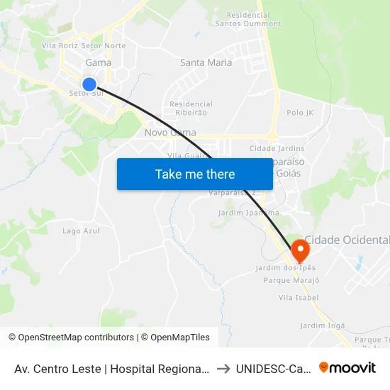 Av. Centro Leste | Hospital Regional Do Gama (Brb) to UNIDESC-Campus 1 map