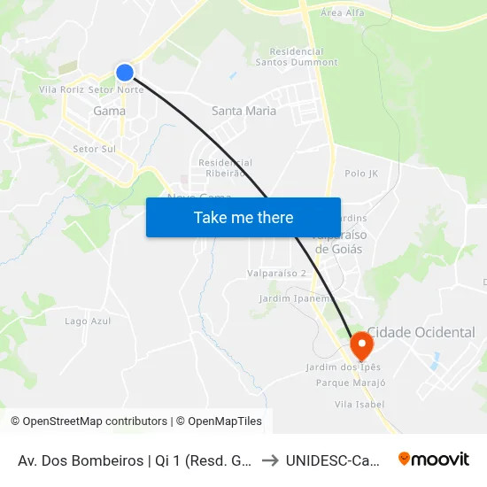 Av. Dos Bombeiros | Qi 1 (Resd. Gamaggiore) to UNIDESC-Campus 1 map