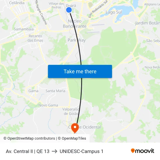 Av. Central ll | QE 13 to UNIDESC-Campus 1 map