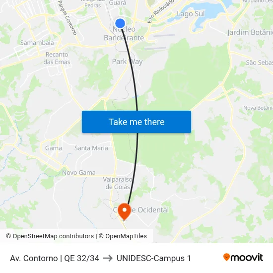 Av. Contorno | QE 32/34 to UNIDESC-Campus 1 map