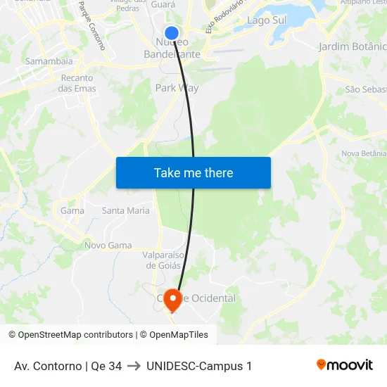 Av. Contorno | Qe 34 to UNIDESC-Campus 1 map