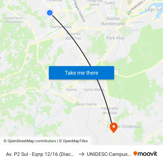 Av. P2 Sul - Eqnp 12/16 (Diacuy) to UNIDESC-Campus 1 map