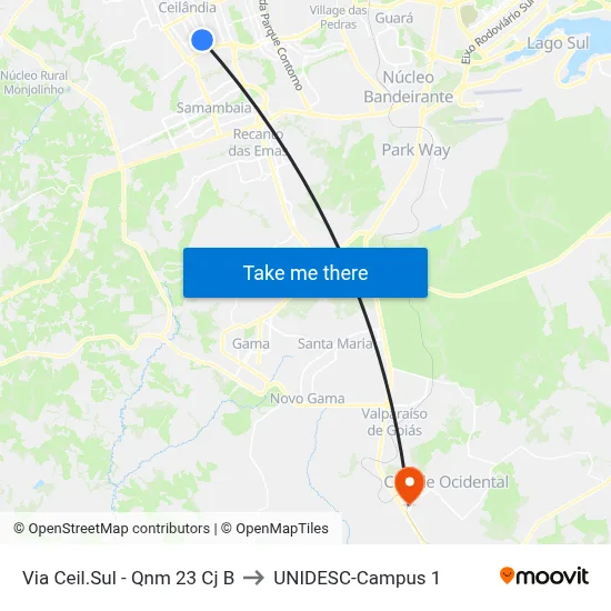 Via Ceil.Sul - Qnm 23 Cj B to UNIDESC-Campus 1 map