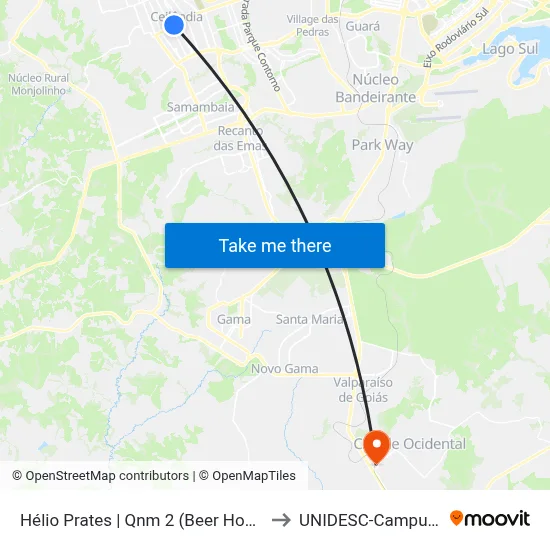 Hélio Prates | Qnm 2 (Beer House) to UNIDESC-Campus 1 map