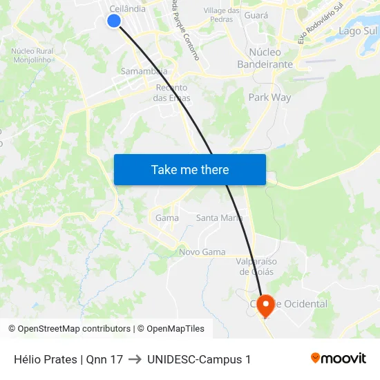 Hélio Prates | Qnn 17 to UNIDESC-Campus 1 map