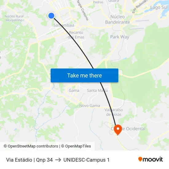 Via Estádio | Qnp 34 to UNIDESC-Campus 1 map